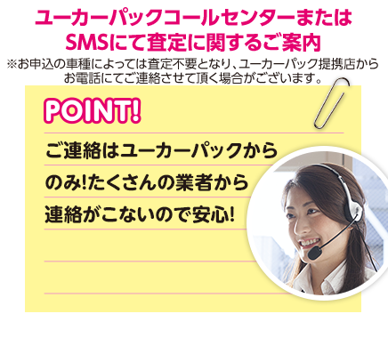 ユーカーパックコールセンターよりご連絡お近くの査定提携店をご案内