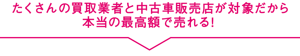 たくさんの買取業者と中古車販売店が対象だから本当の最高額で売れる！