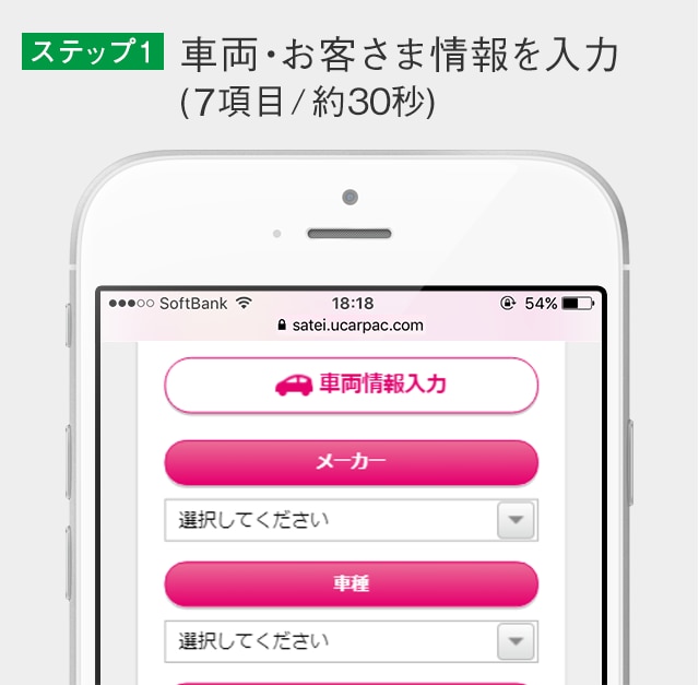ステップ１車両・お客さま情報を入力(9項目/約1分)