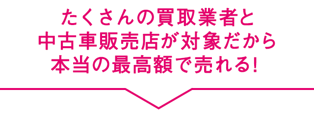 たくさんの買取業者と中古車販売店が対象だから本当の最高額で売れる！